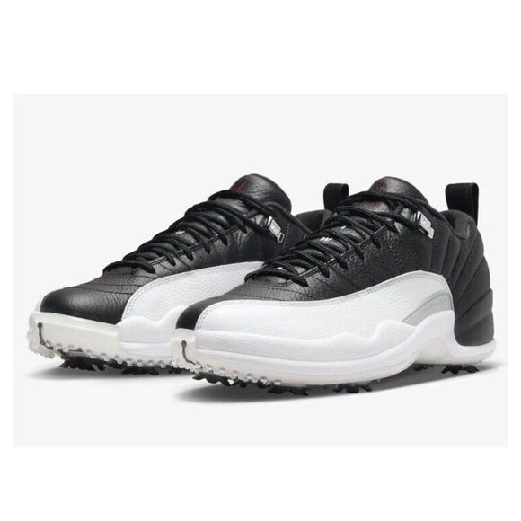 Nike Air Jordan 12 Low Golf Playoffs White Black Cleats DH4120-010 Men Sizes